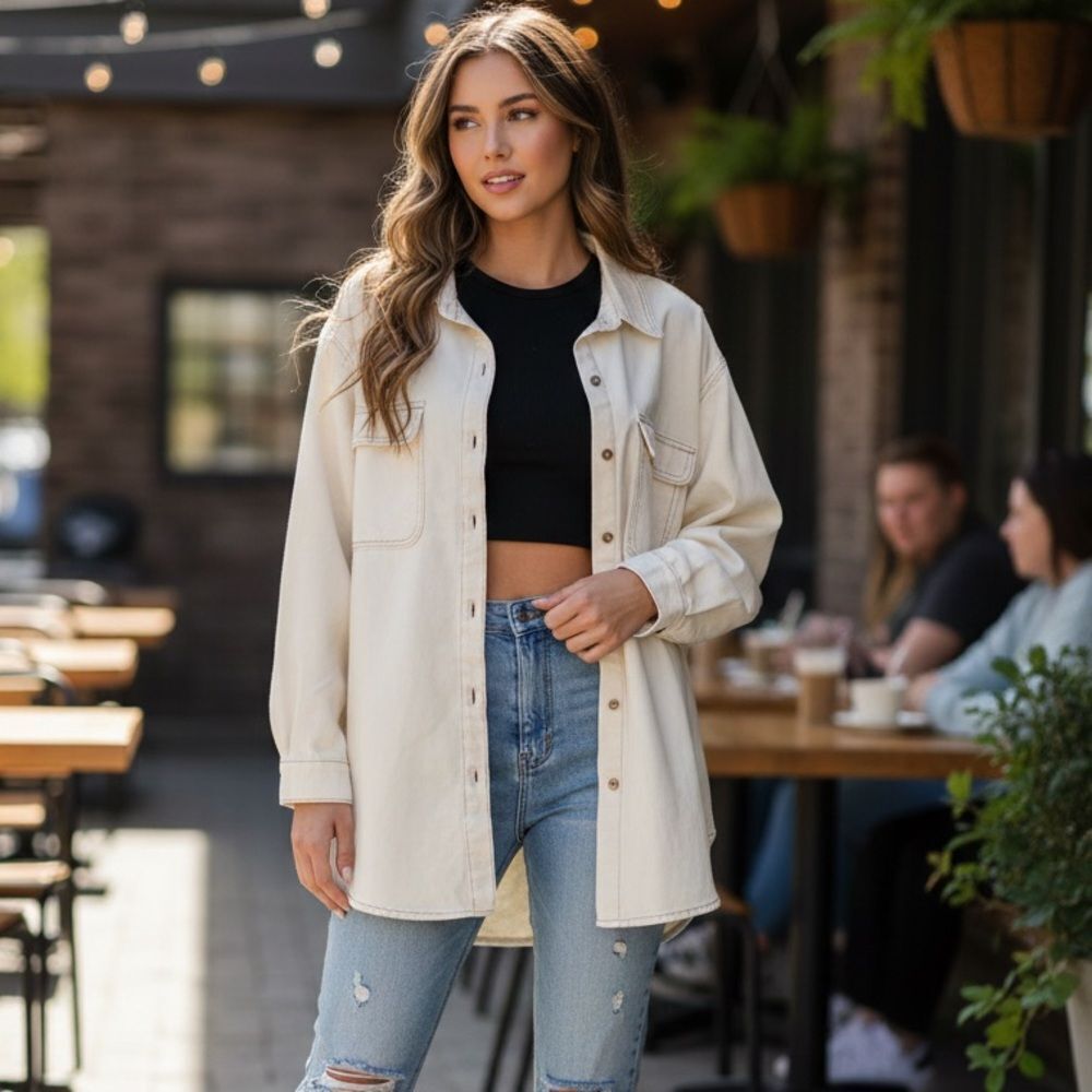 🔥 Take 50% OFF- Ava & Viv Women's Cream Jacket, Size- 3X